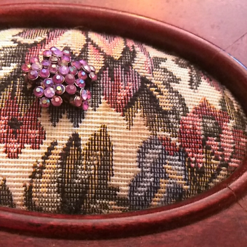 Purple rhinestone flower pin